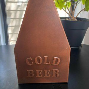 6 x Bottle Vintage Metal Beer Carrier Holder & Cast  Bottle Opener